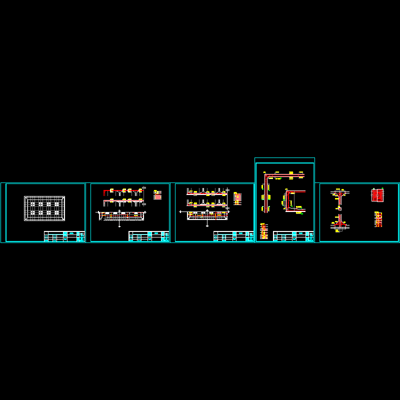 水池结构设计CAD施工图纸(dwg)