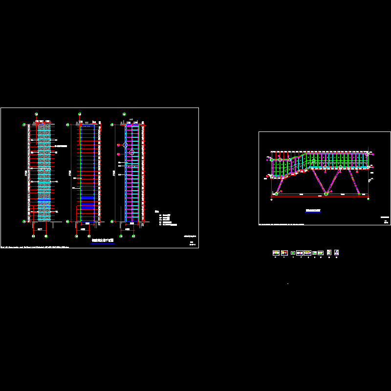 钢玻璃走廊结构CAD施工图纸(民用建筑设计)(dwg)(二级结构安全)