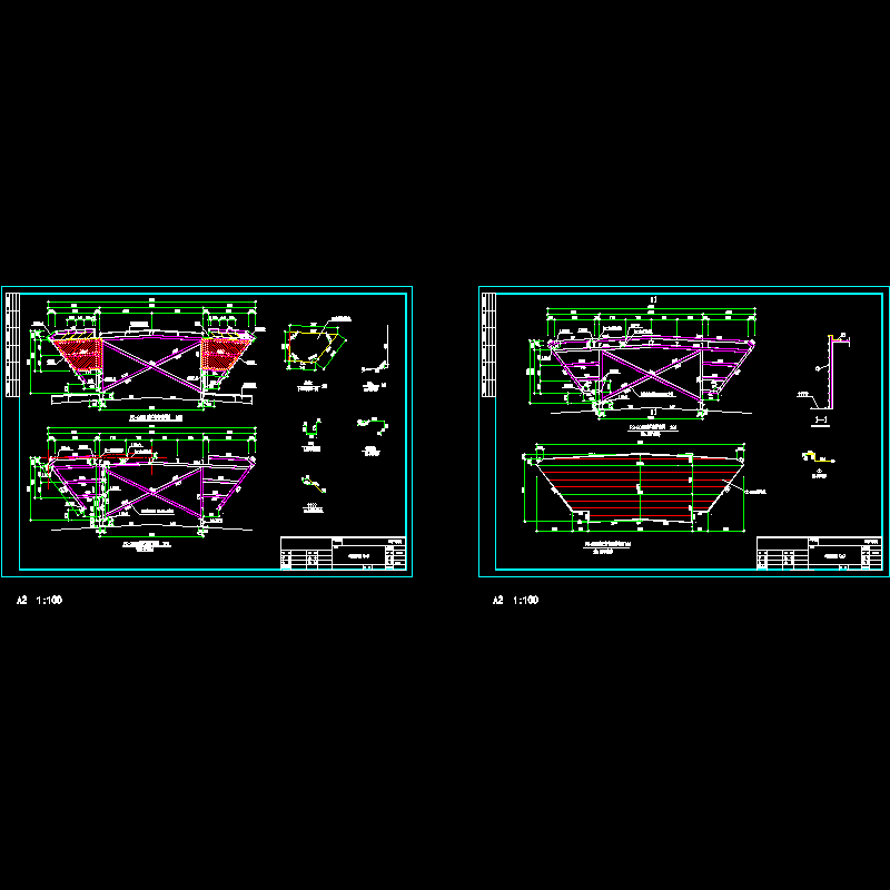 T形气楼CAD施工图纸(工业建筑)(dwg)