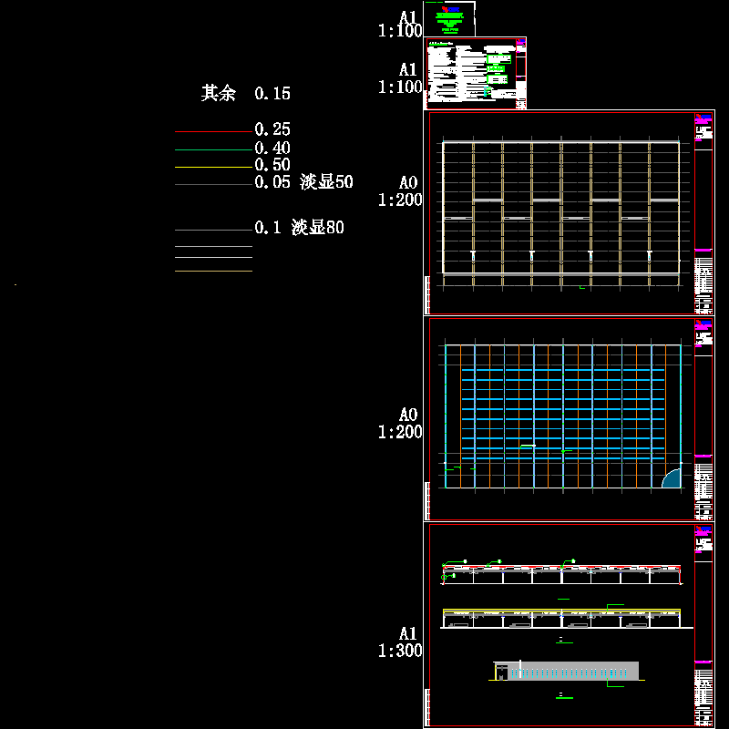 钢铁物流门式刚架仓储施工方案图纸（dwg格式CAD，4张）(7度抗震)