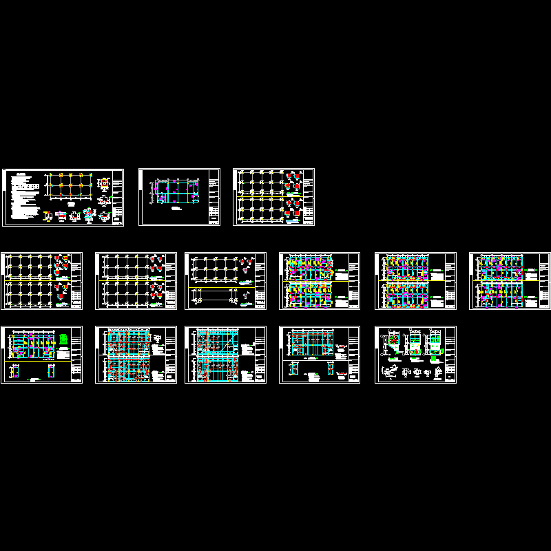 7层宿舍楼结构CAD图纸(dwg)(桩基础)