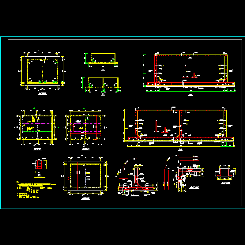 下水池结构设计CAD图纸(dwg)