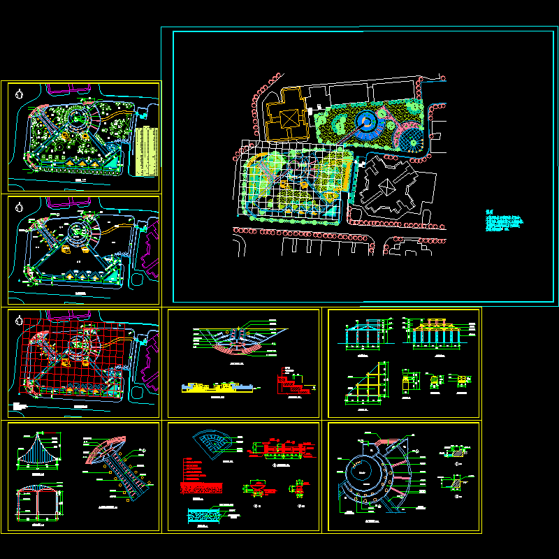 小区景观CAD施工大样图，共9张大样图(植物配置图)(dwg)