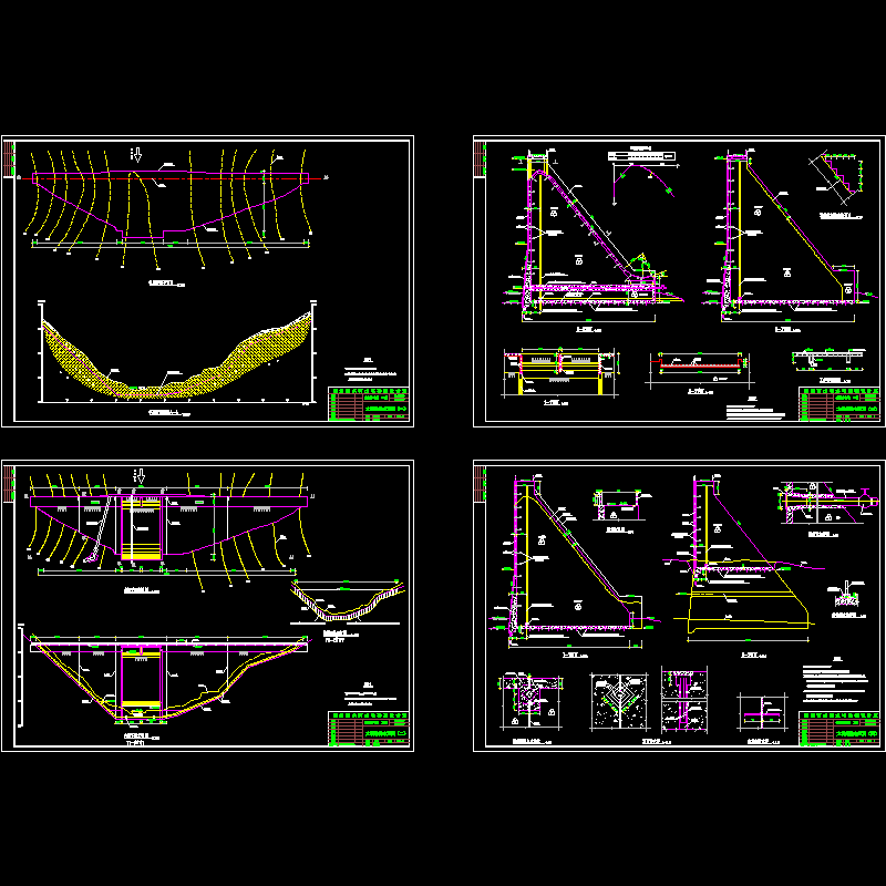 区高30米电站大坝结施CAD施工图纸（4张CAD施工图纸）(dwg)