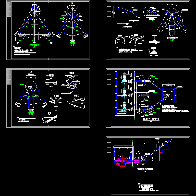 一套电站岔管、镇墩设计dwg格式CAD大样图(个文件)