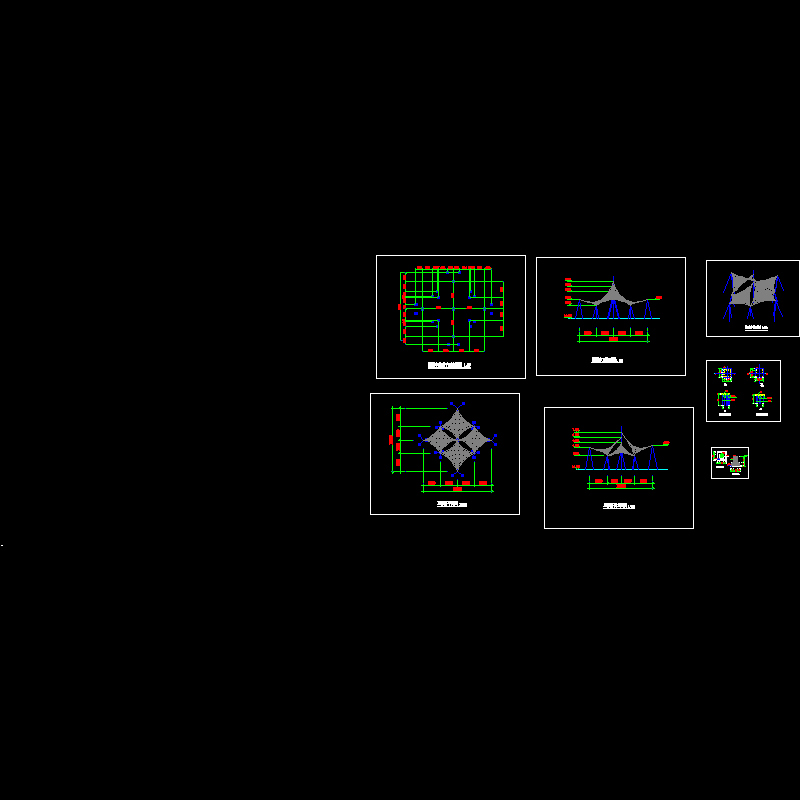 塑膜亭施工dwg格式CAD详图纸(节点大样图)