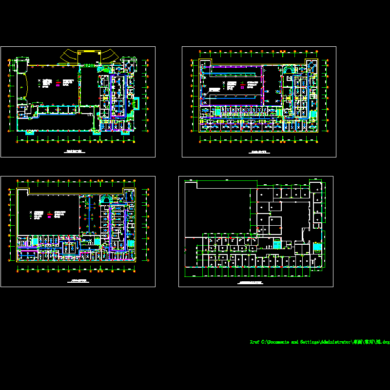 4层酒店空调设计dwg格式CAD图纸(平面图)