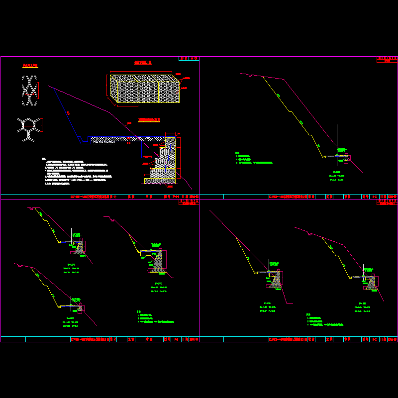 石笼挡墙结构设计CAD图纸(dwg)