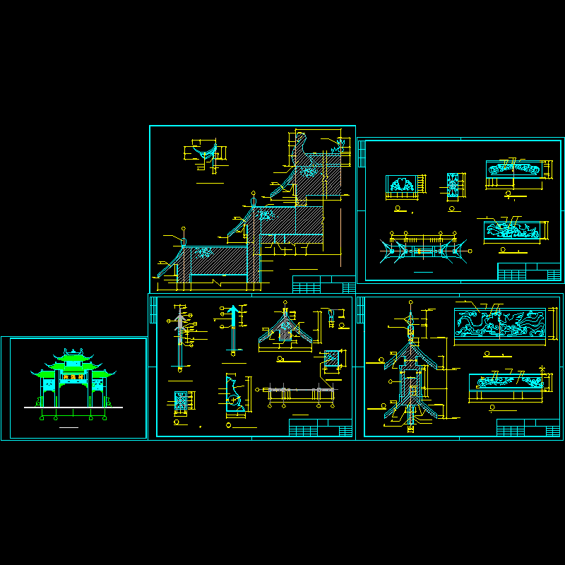古典牌楼施工dwg格式CAD图纸(节点详图)