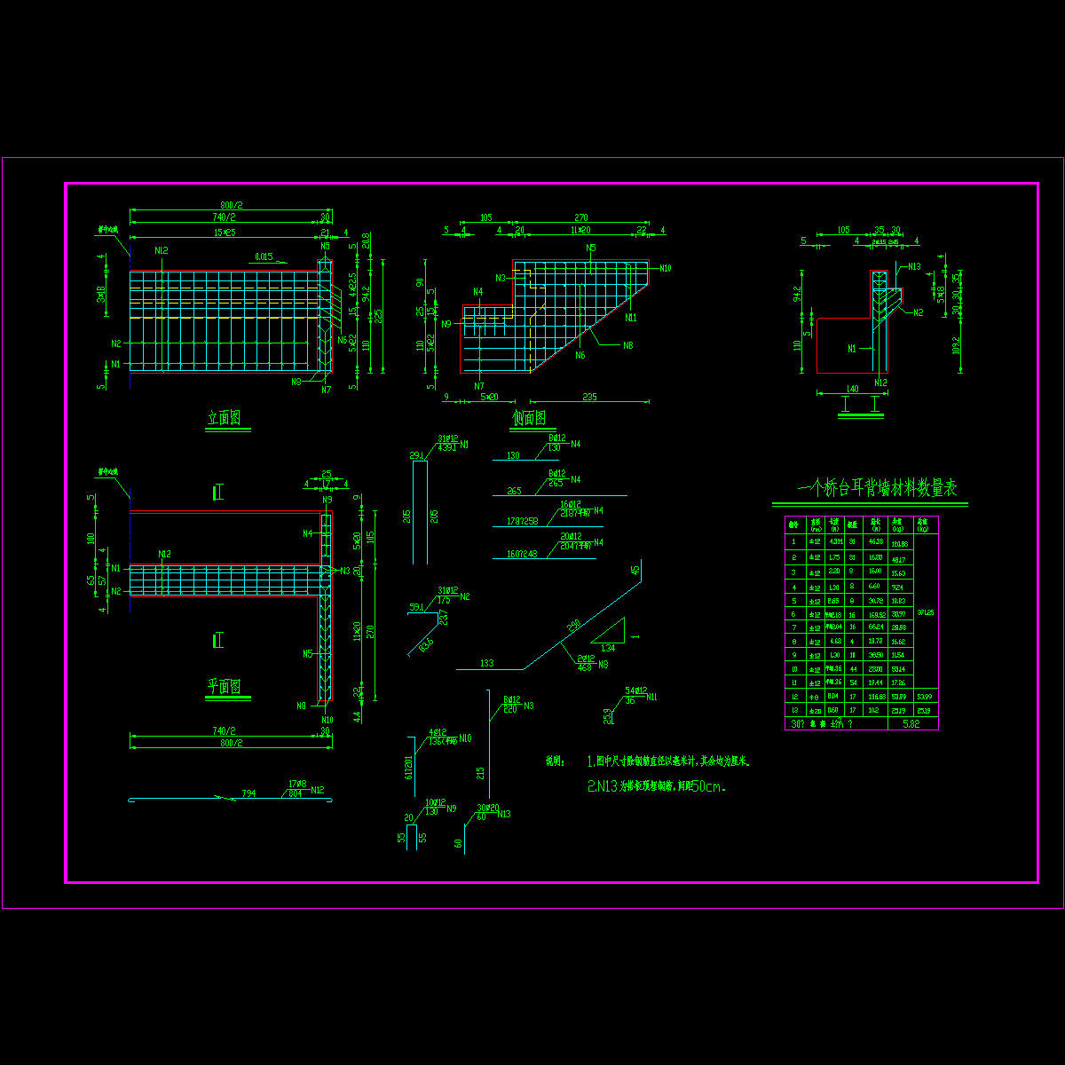 防汛桥桥台耳墙背墙配筋图.dwg