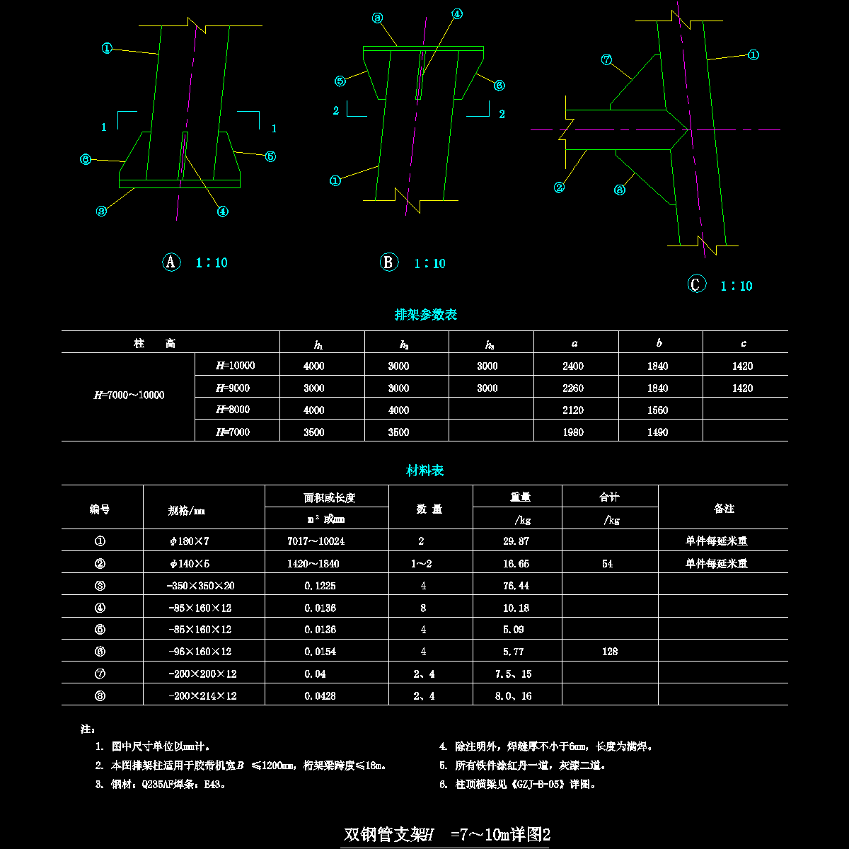 52-2 双钢管支架h=7～10m详图(二 ).dwg