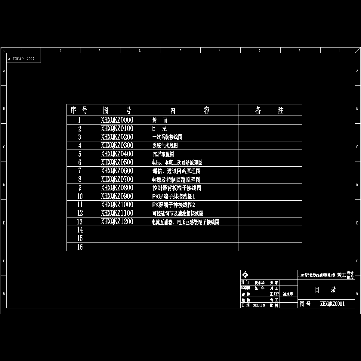 xhxqkz0100－目录.dwg