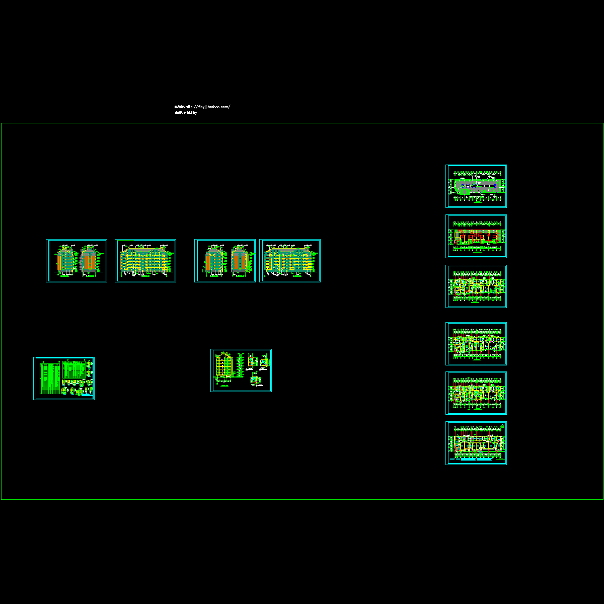 [CAD]6层二单元阁楼3389平米一单元户型对称户型.dwg